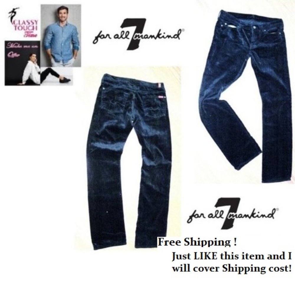 7 For All Mankind Black Velvet Jeans Size 28